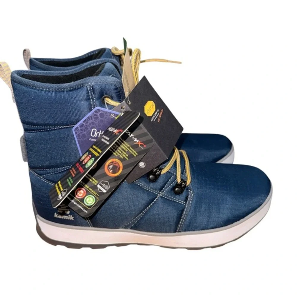 NEW Kamik Spencern Mens 9 Winter Boots -30C Blue Waterproof Insulated Vibram‎